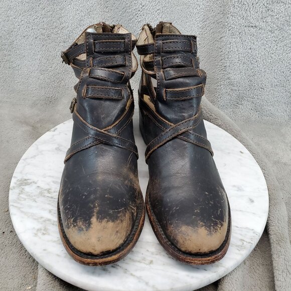 Freebird Shoes Womens Size 8 Brown Distressed Leather Stair Ankle Boots - Picture 3 of 10